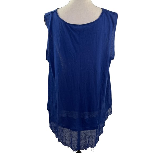 FREE PEOPLE WE THE FREE BLUE PEACHY TEE DISTRESSED TANK TOP SMALL - Picture 9 of 12